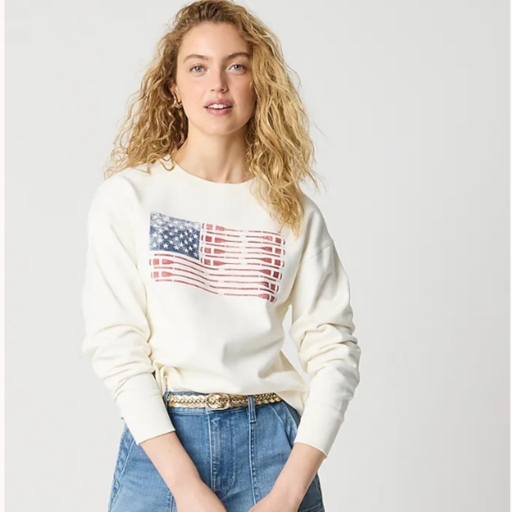 J. Crew Factory Oar Flag Graphic Sweatshirt - Oar Flag Marine Salt